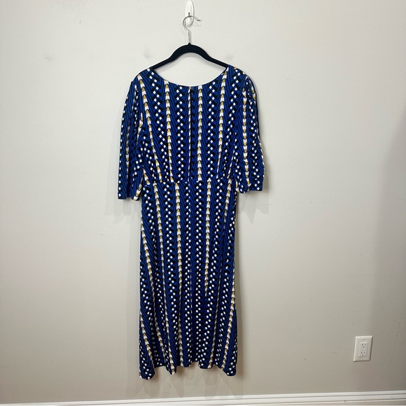Anthropologie The Odell’s Marjorie Midi Geometric Blue Dress - Picture 3 of 8